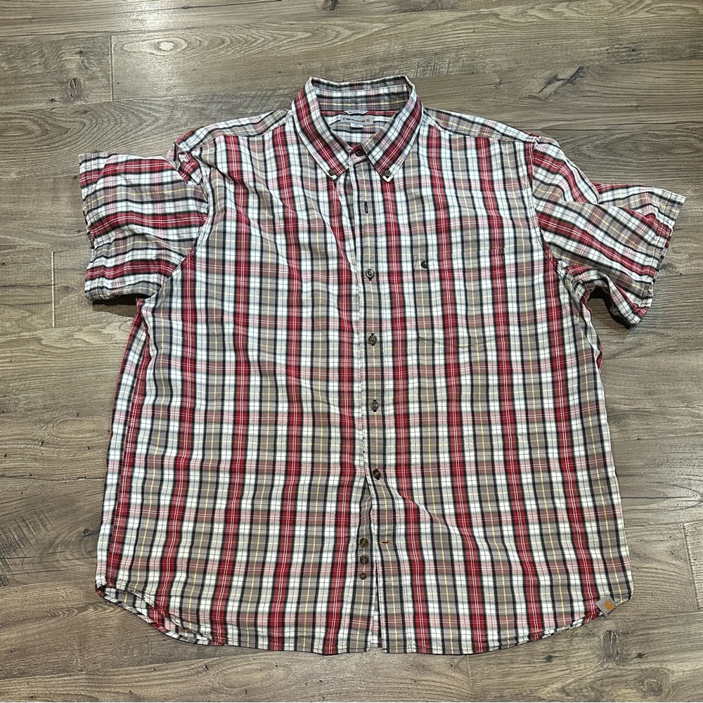 Carhartt Men’s 2XL Plaid Shirt Red Gray Relaxed Fit (preowned)